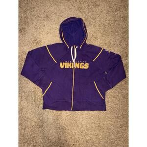 Vintage Minnesota Vikings Reebok NFL Hoodie Full Zip Purple Women's XL Y2K Embro